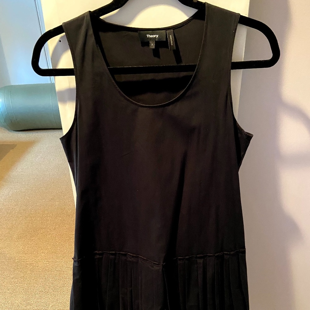 Theory brand black pleated midi dress